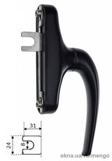 Ручка для алюминиевого окна чёрная, штифт 1х31 мм